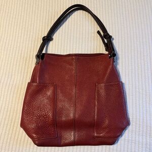 Sundance Red Pebbled Leather Large Hobo /Bucket Style Bag